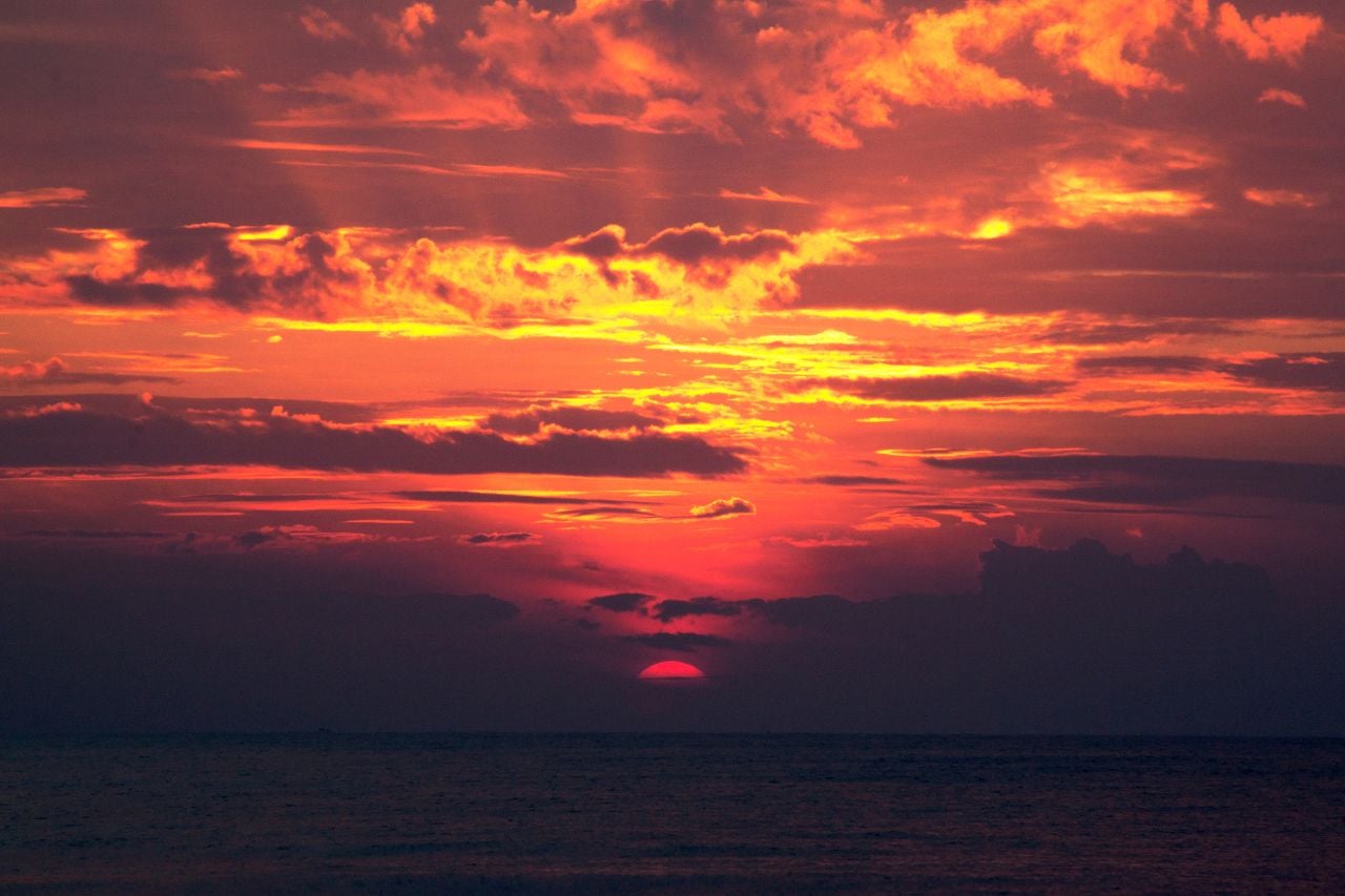 Colorful Tenerife sunset over the Atlantic during the cruise
