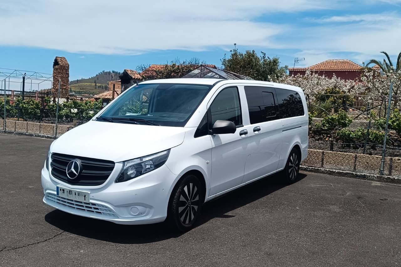 Минивэн Mercedes, используемый для дегустации вин на Тенерифе, обеспечивает комфортное перемещение между винодельнями и виноградниками.