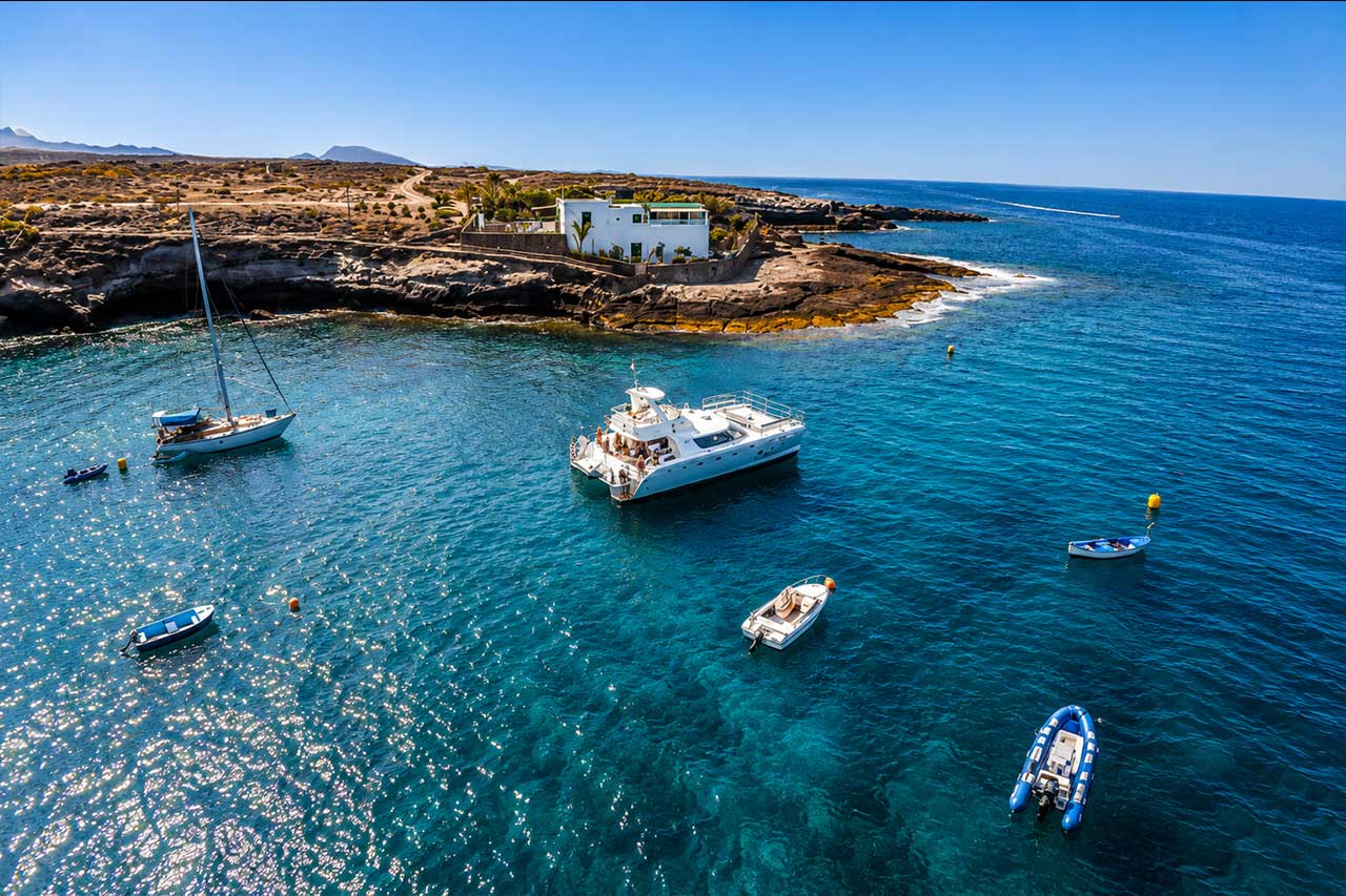 The Monte Cristo anchored in a bay in Tenerife