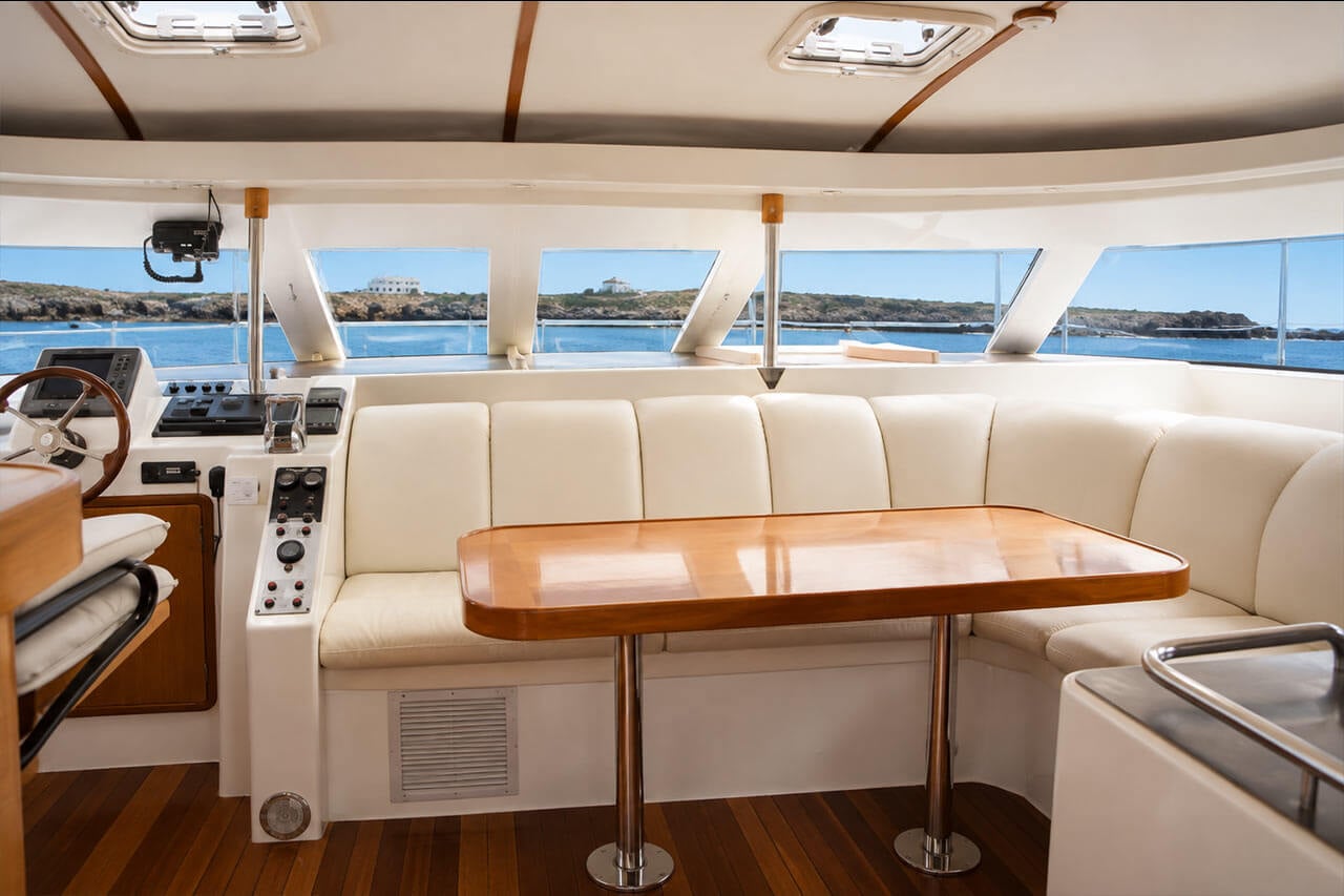 Interior seating of the Monte Cristo catamaran