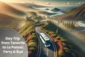 观光巴士从特内里费岛出发，蜿蜒穿过郁郁葱葱的风景区，驶向 La Palma，实现从渡轮到巴士的无缝衔接，是一次风景如画的一日游。