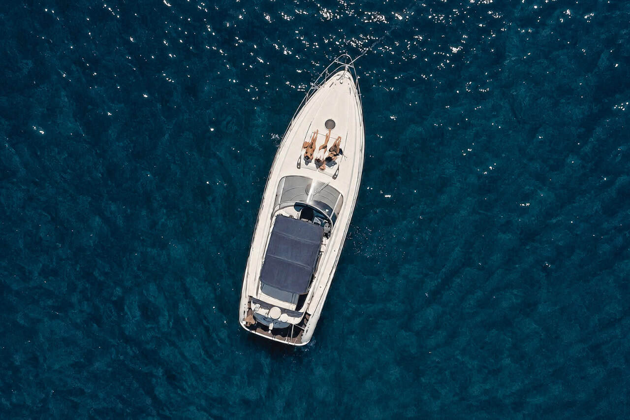 Aerial view of the Bellini yacht near Los Gigantes