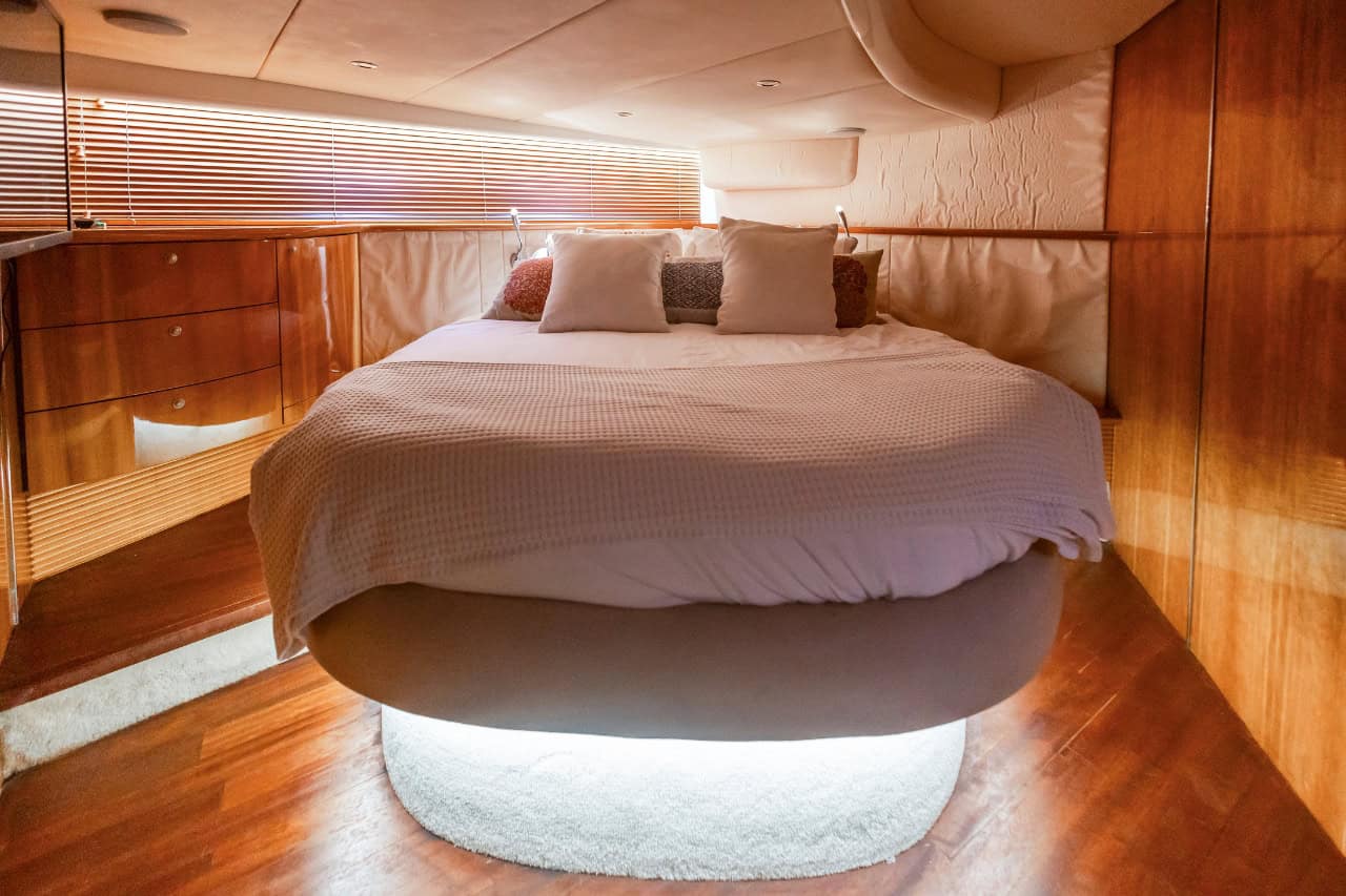 Second bedroom cabin on a private luxury yacht in Los Gigantes Tenerife ideal for longer charters and kids naps