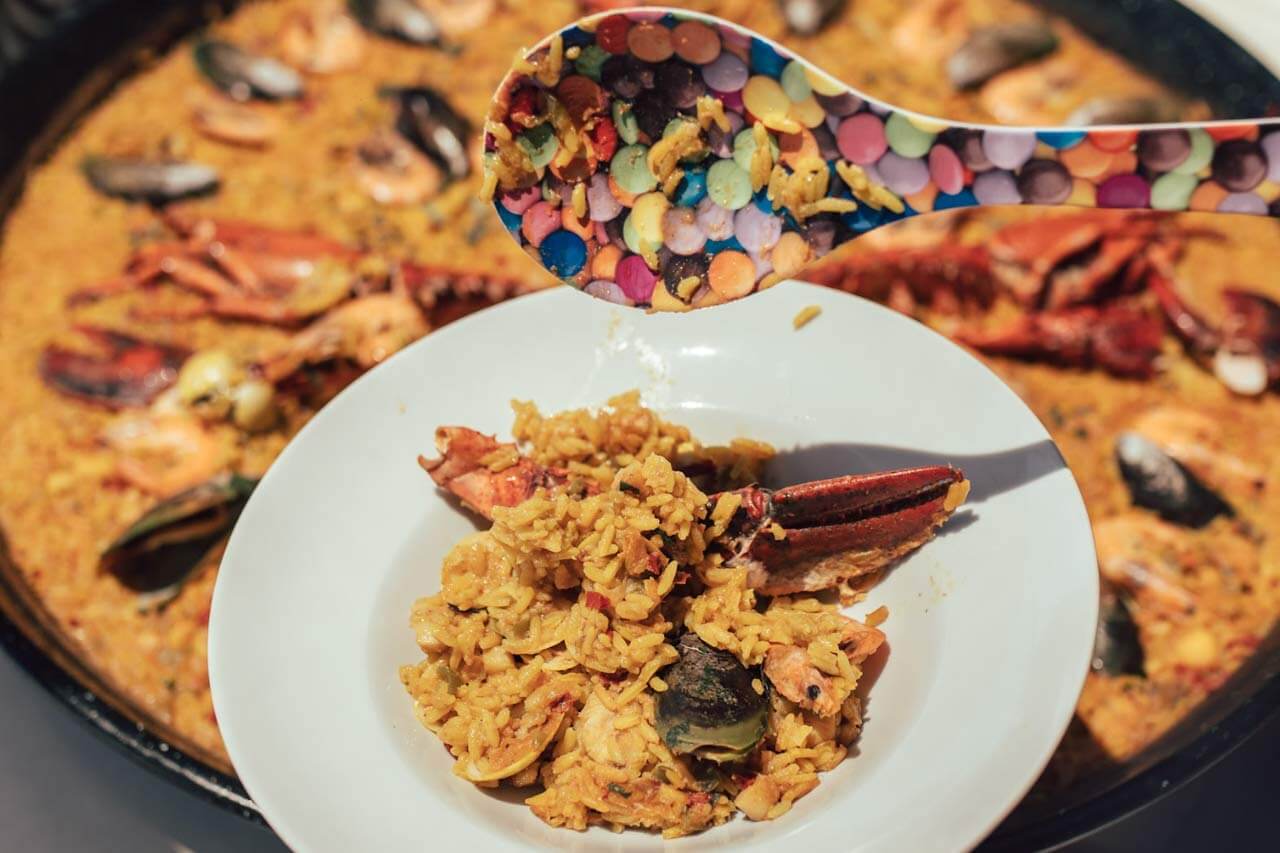 Seafood paella cooked for guests on the Seaduction