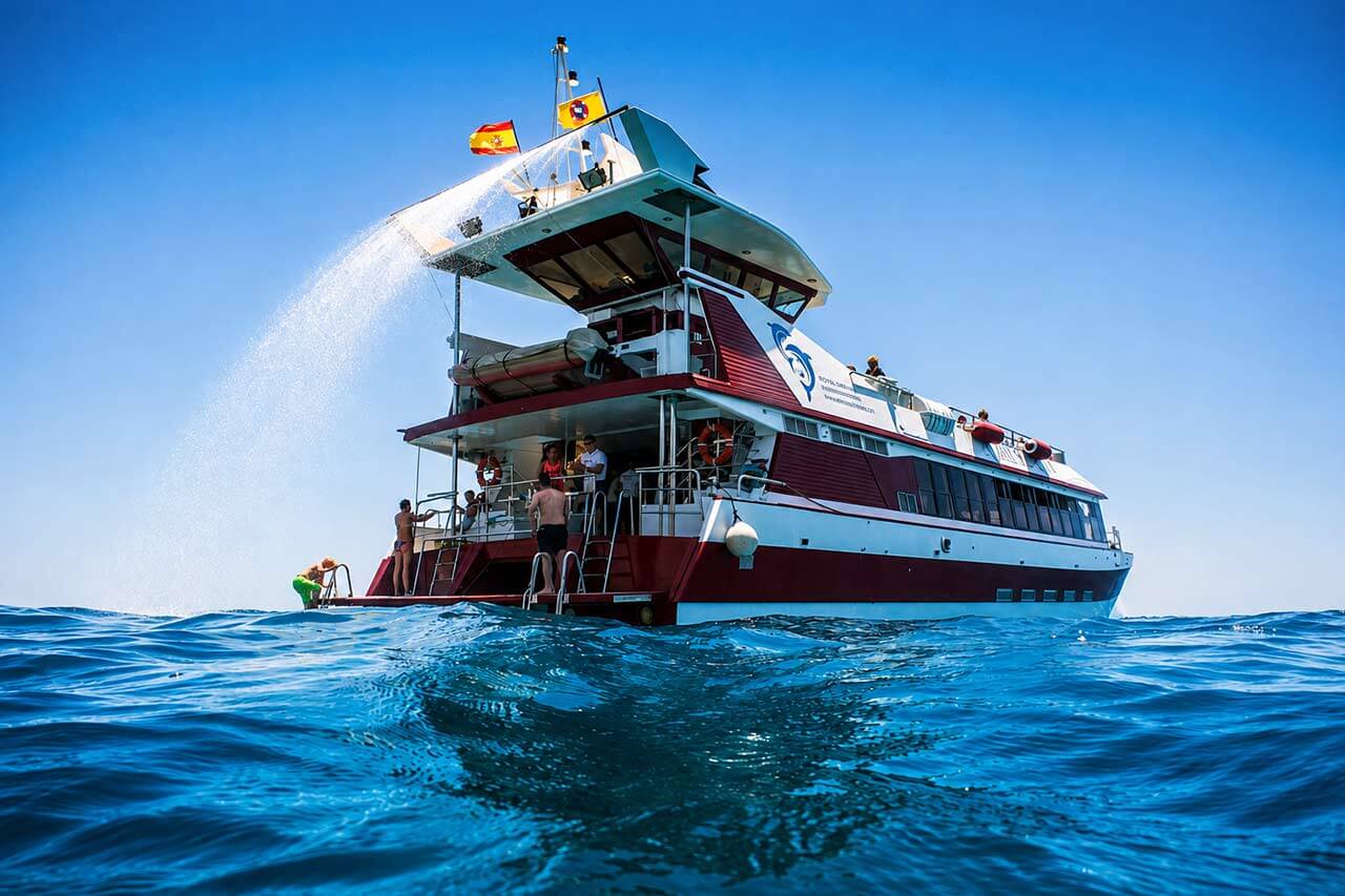 Royal Delfin boat during a swimming stop in Tenerife