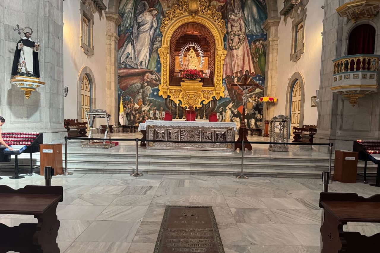 Tenerife island tour without Teide collectible card artwork, altar of the Basilica of Candelaria