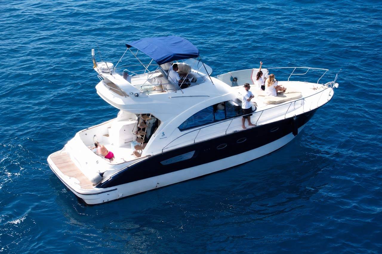 The No Worries private yacht on the water in Tenerife