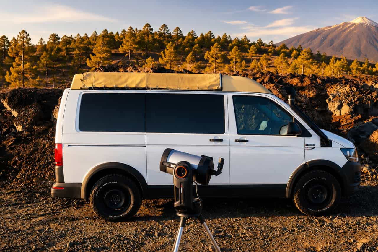 Private vehicle and telescope used for the Teide stargazing tour
