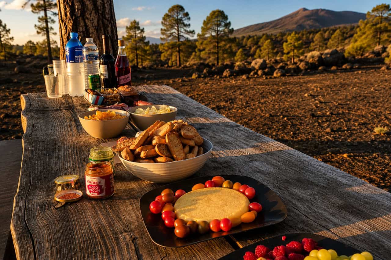 Canarian tapas and drinks prepared for a private stargazing evening
