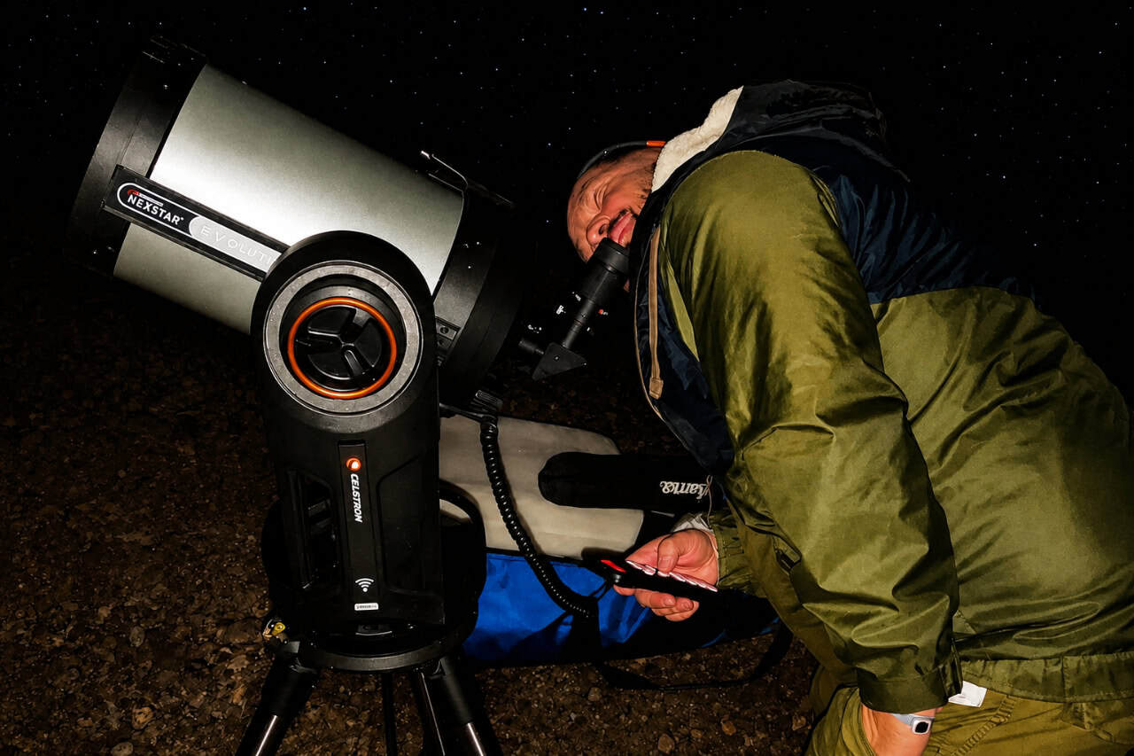 Guest using a Celestron telescope on a private guided session