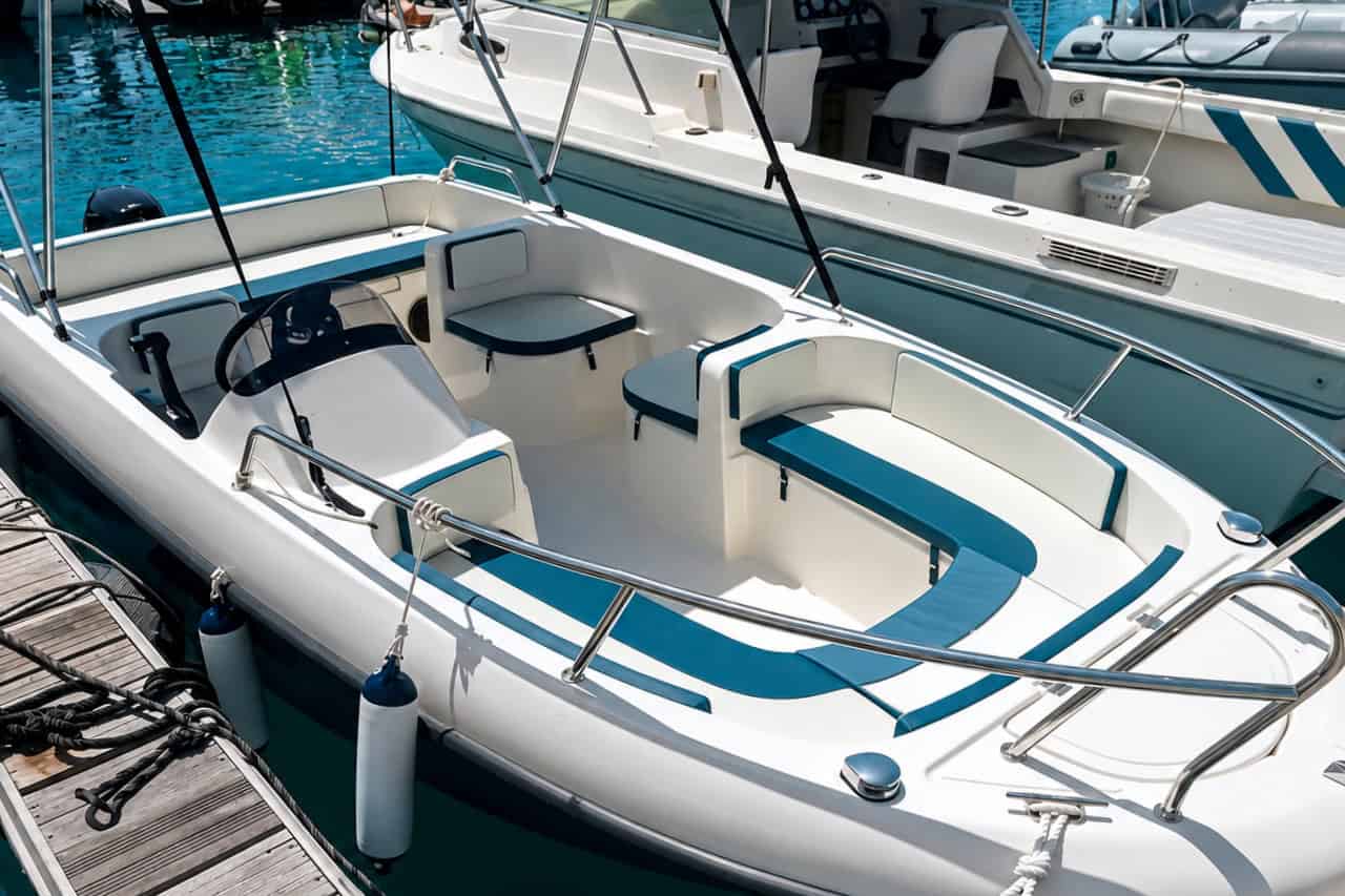 Aangelegde kleine zelfbedienbare huurboot met consolezitplaatsen