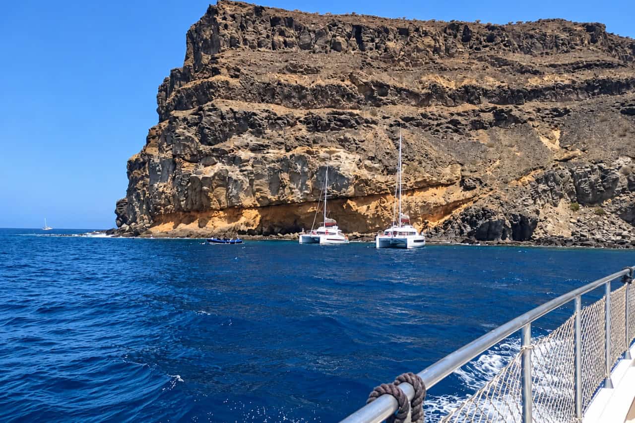 Coastal cliffs of south west Gran Canaria seen from the Blue M