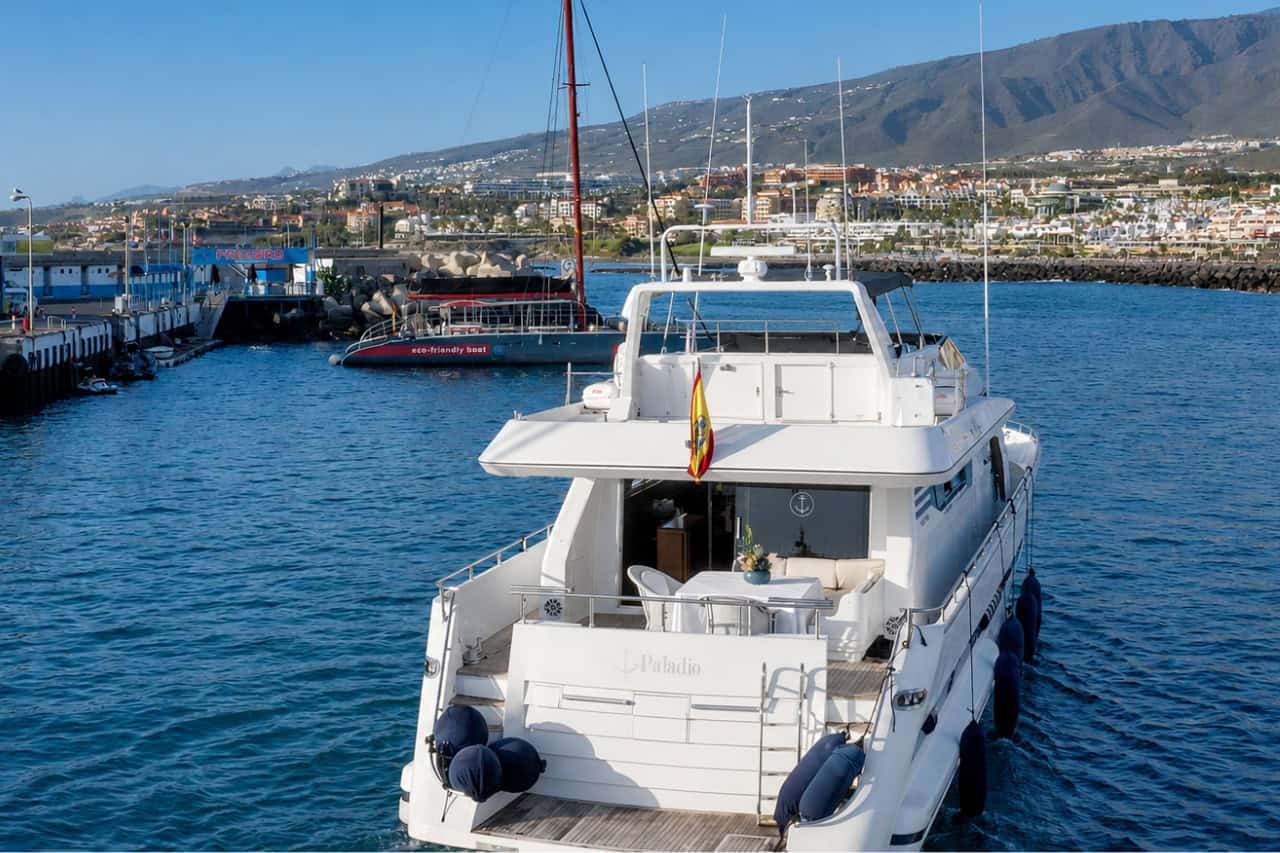 Luxury yacht in Tenerife ready for a private yacht holiday and island hopping experience across the Canary Islands.