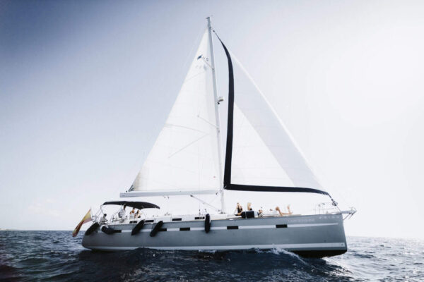 Sailing boat on the Atlantic Ocean