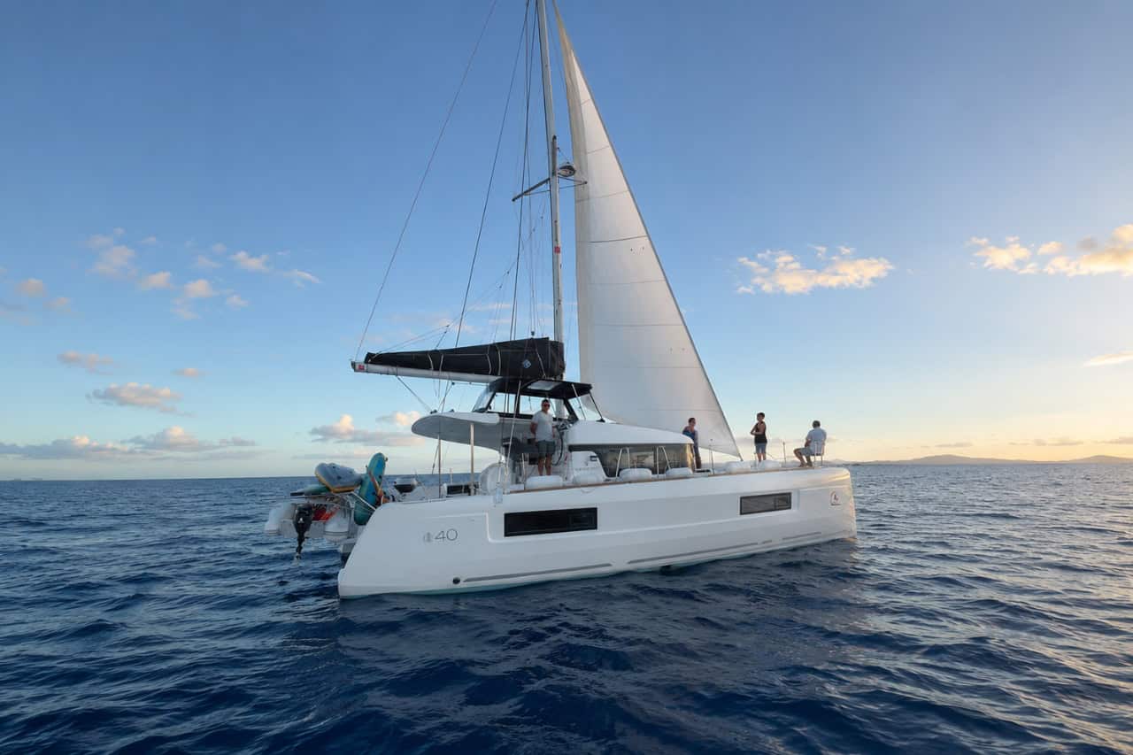 White Beach catamaran sailing with guests in Lanzarote
