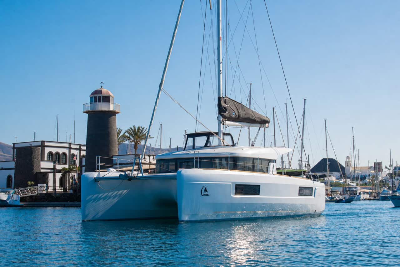 White Beach private catamaran Lanzarote collectible card artwork