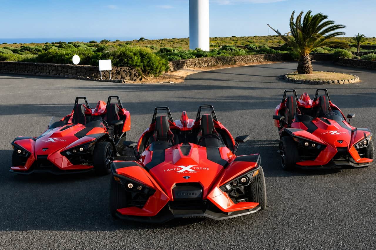 Polaris Slingshot road trip Lanzarote samlekort kunstværk