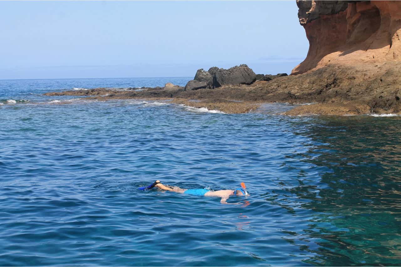 Full-face snorkel masks on the Gran Canaria boat trip