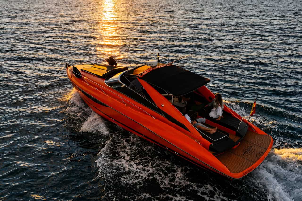Guests enjoying a private sunset Sunseeker experience off the coast of Lanzarote.