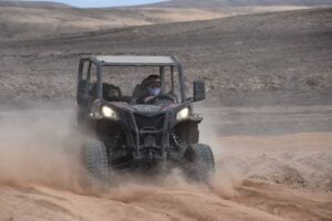 Can-Am Buggy Driving Off-Road Through Fuerteventura Desert