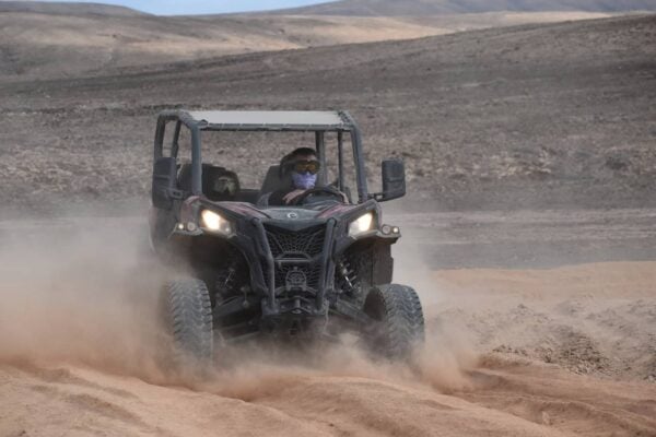 Can-Am Buggy Driving Off-Road Through Fuerteventura Desert
