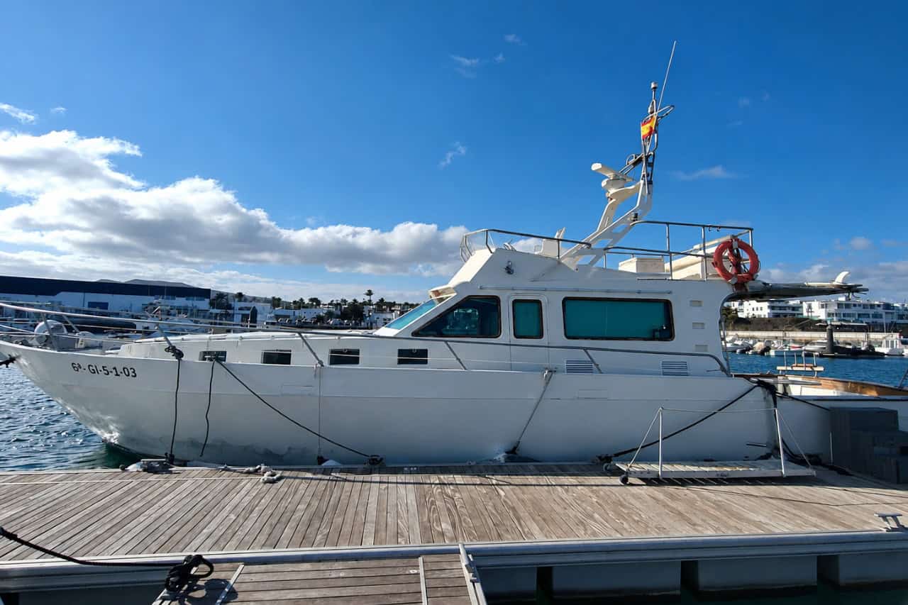 The Chill Out Cruise boat in Playa Blanca harbour