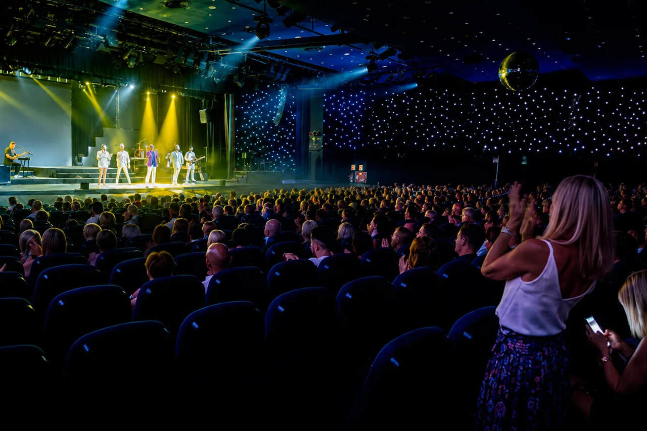 Audience watching a live music and dance performance at the History show in Tenerife