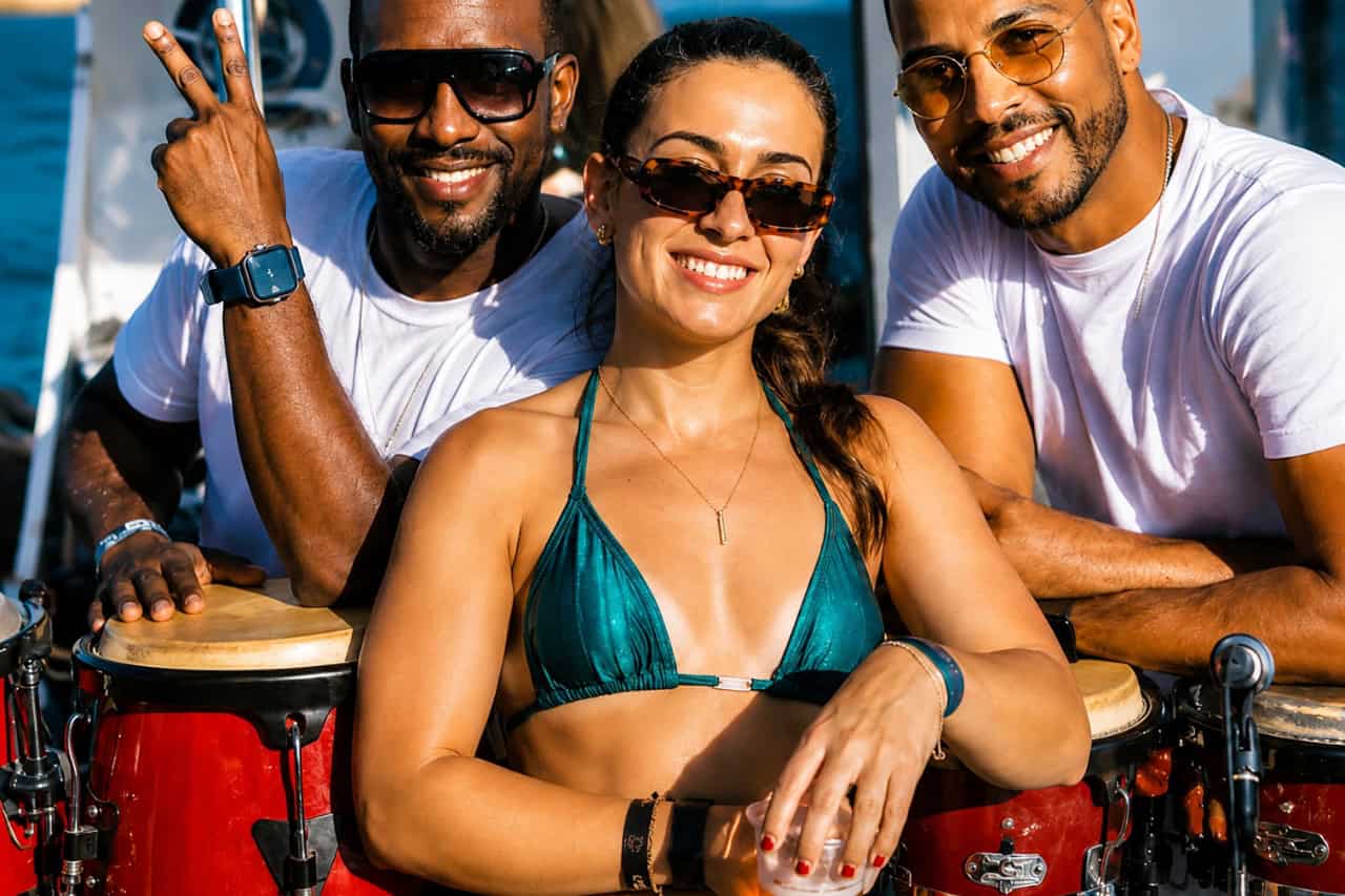 people smiling during a Gran Canaria boat party