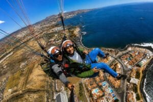 Tandem paragliding above Costa Adeje with spectacular views of Tenerife and the Atlantic Ocean
