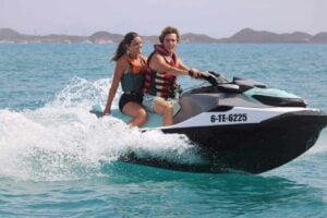 Couple in Fuerteventura doing Jet Ski