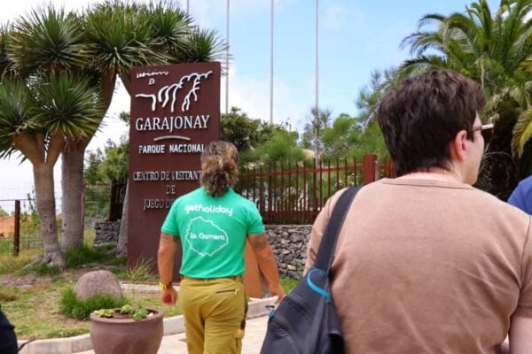 Tour group arriving at Garajonay National Park visitor center on La Gomera VIP small group tour