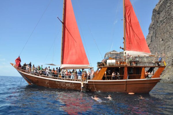 Guests swimming beside the Shogun boat trip Tenerife