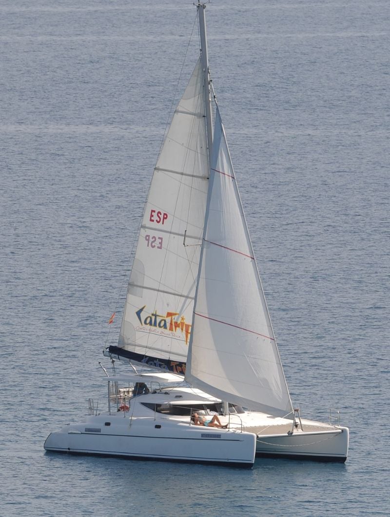 Private sailing catamaran for hire off the coast of Morro Jable, Fuerteventura