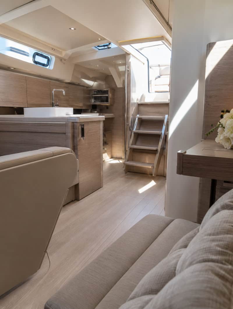 On board the Blue Dream private boat in Gran Canaria, deck and shaded seating for your group