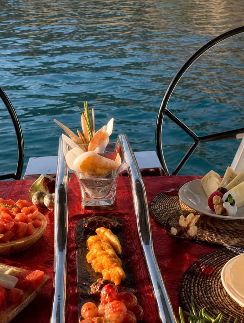 Lunch served on board the Blue Dream private boat trip in Gran Canaria