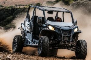 Buggy safari in Gran Canaria driving through dusty off-road landscapes