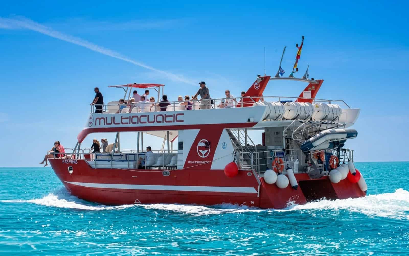 Whale watching boat with passengers off the coast of Gran Canaria
