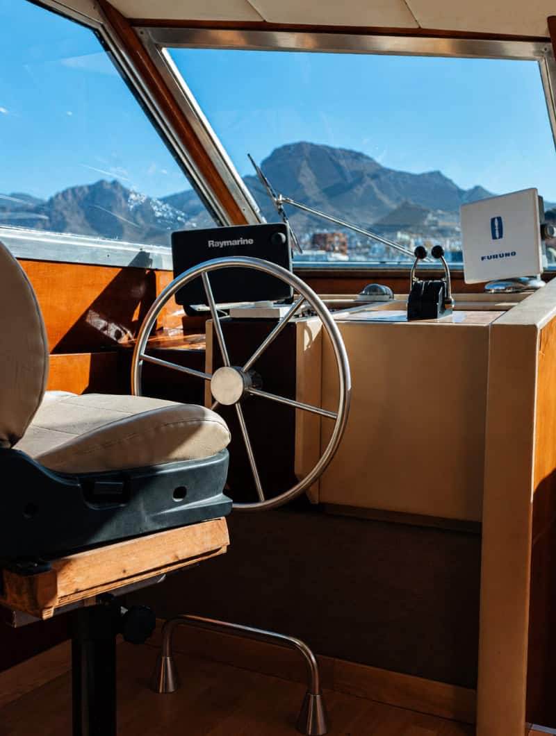 Gulliver Yacht Tenerife Captain Area Captain area of the Gulliver yacht in Puerto Colon Tenerife