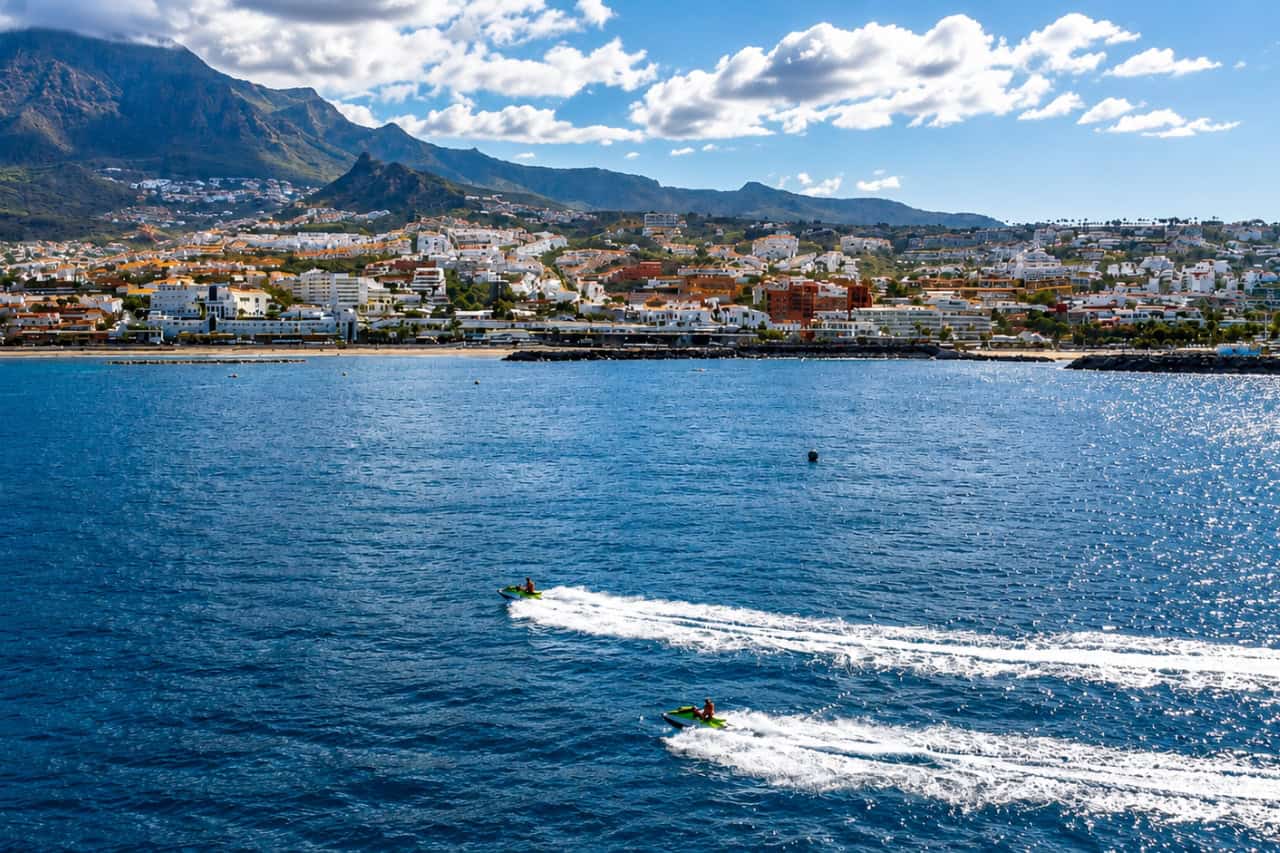 Jet skiing in Costa Adeje with riders departing from Puerto Colón and speeding along the sunny southern coast of Tenerife.