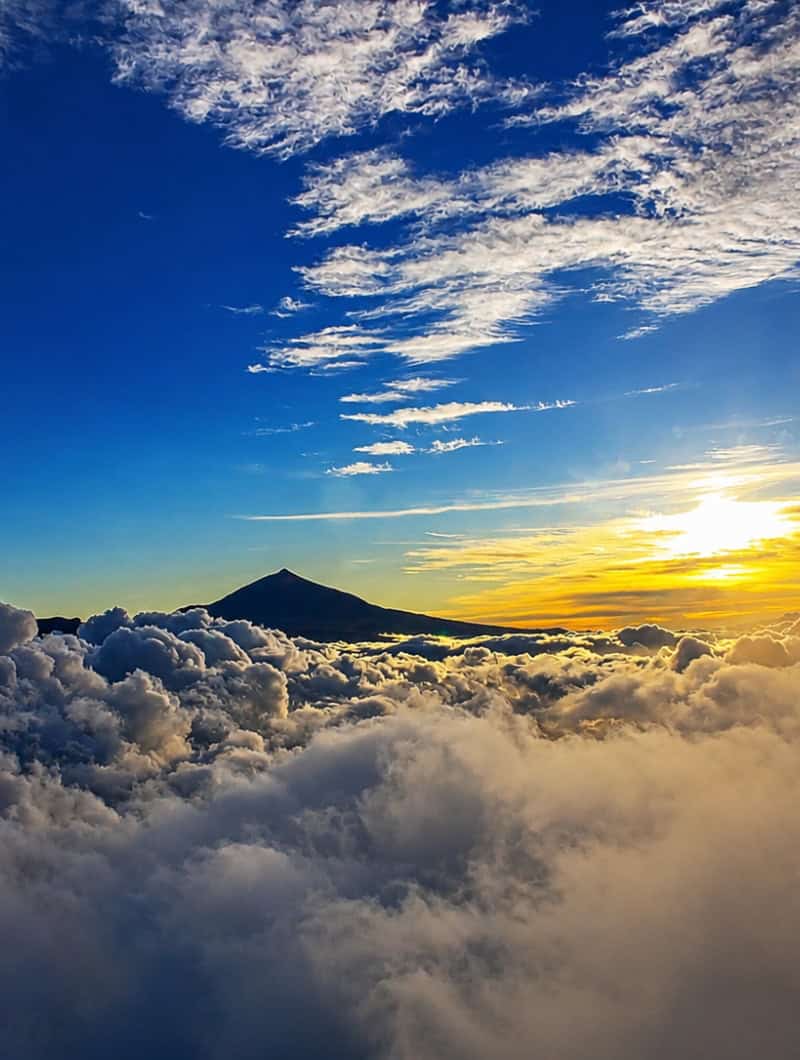 Mount Teide by night tour sunset above the clouds in Tenerife