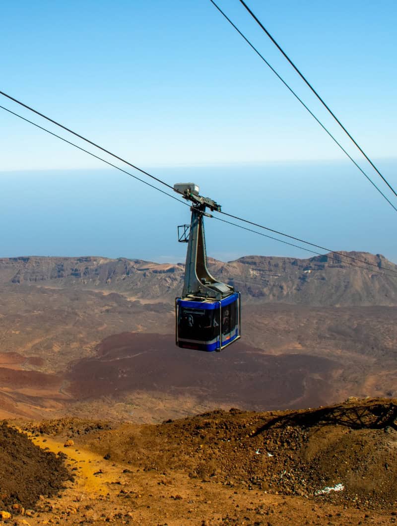 Teide cable car above the volcanic landscape in Tenerife, available as an optional extra on a private quad tour.