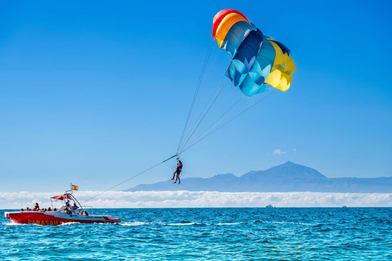 Parasailing flight over Puerto Rico in Gran Canaria