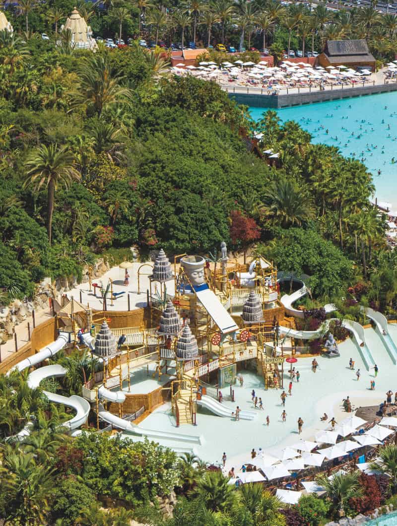 Lost City children water playground from above at Siam Park