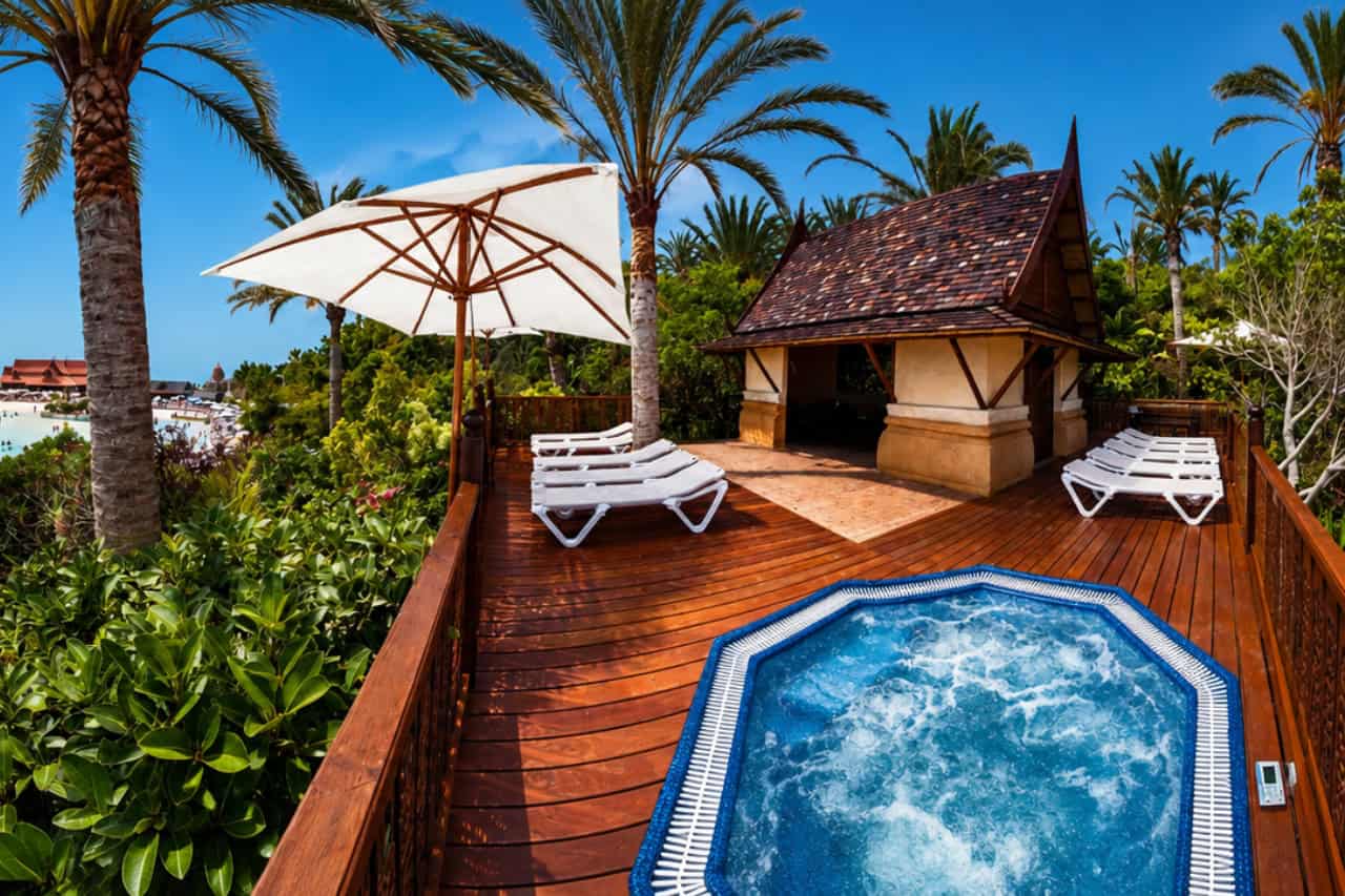 Siam Park Villa terrace with wave pool view