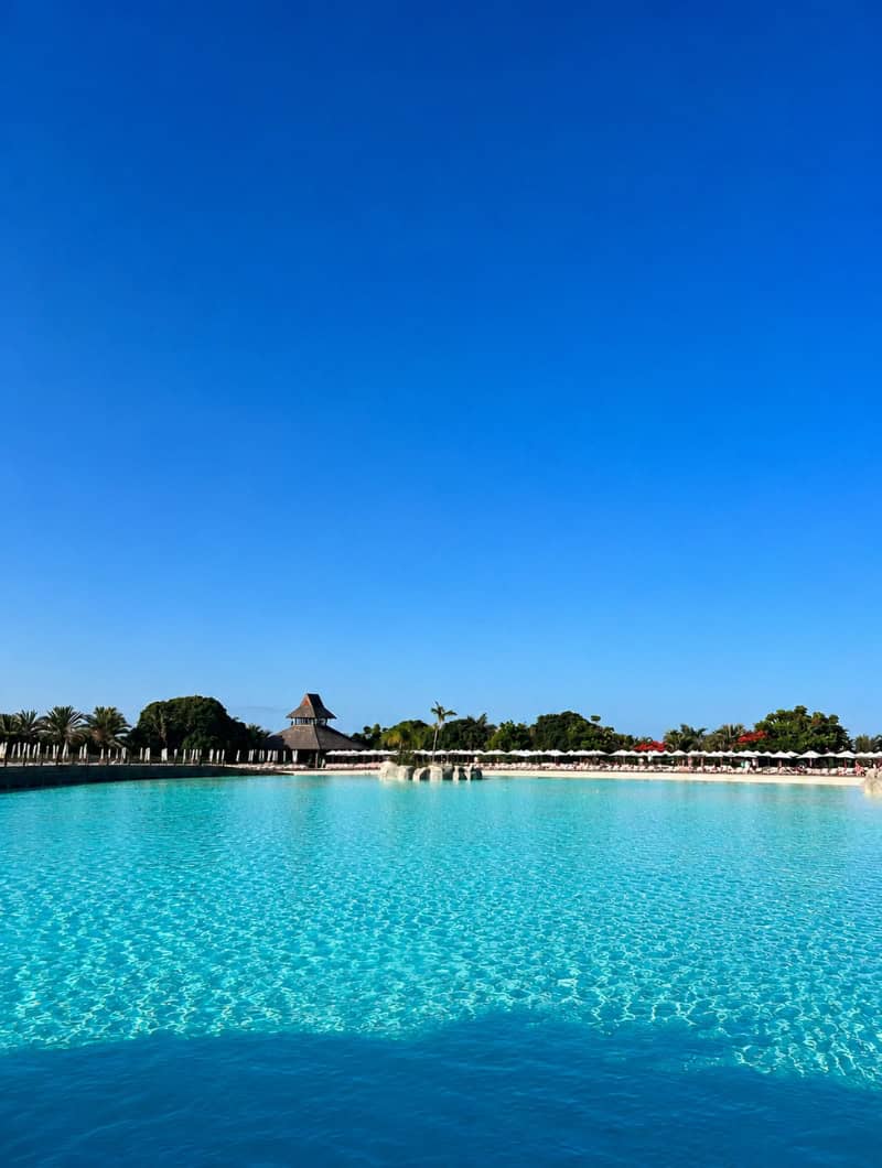 View over the Siam Park wave pool from the VIP House area in Tenerife