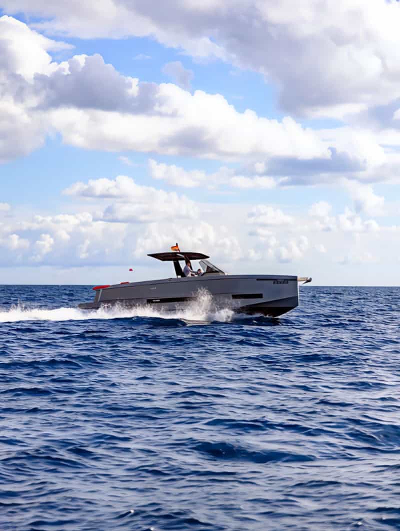 The BlackDune speedboat cruising across the sea off Gran Canaria