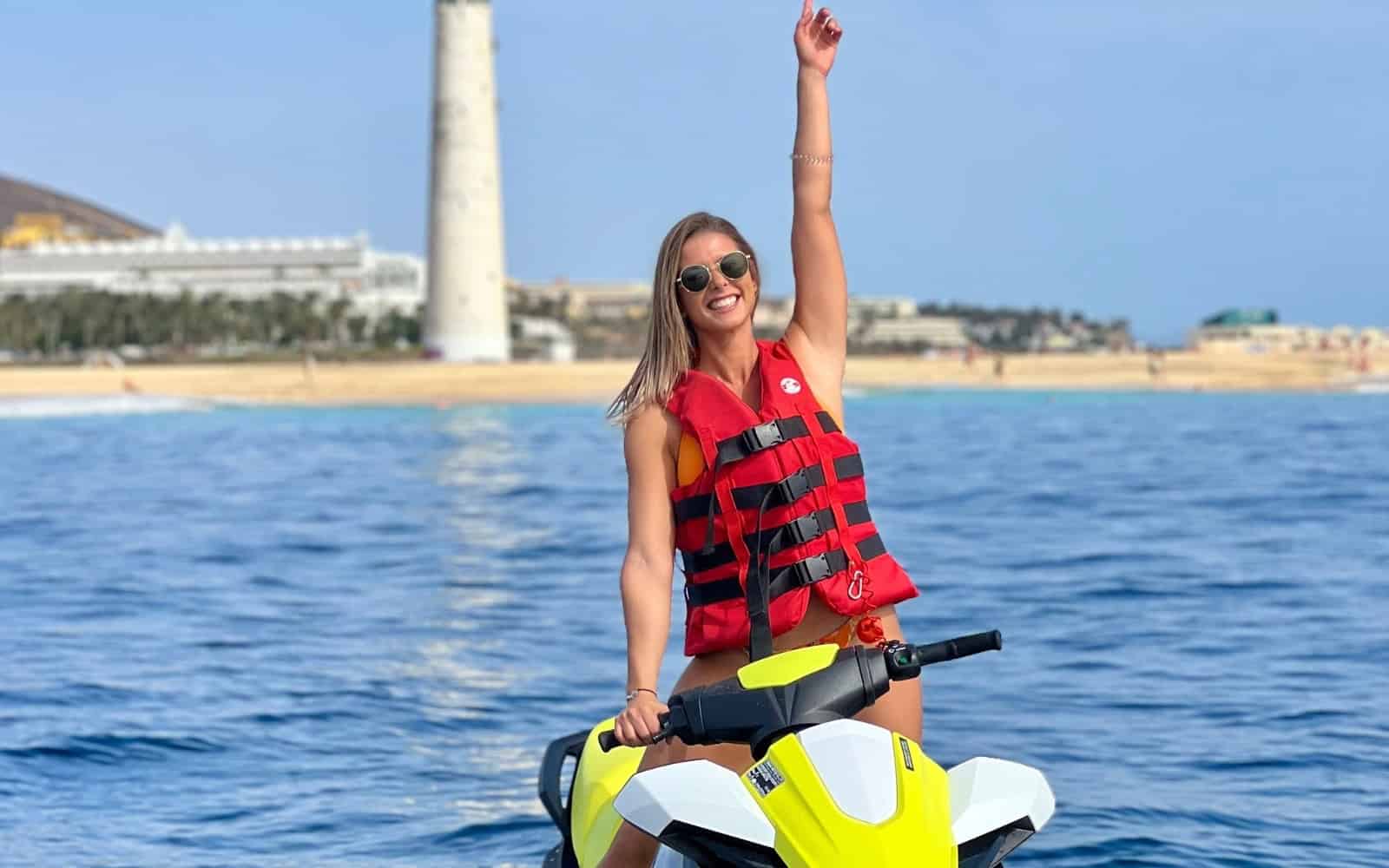 Jet ski ride near the lighthouse coast in Fuerteventura