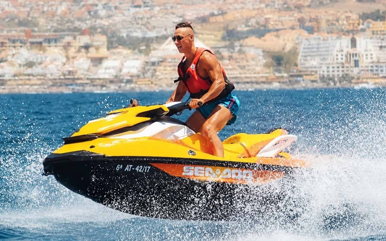 Rider on a jet ski along the Tenerife coast