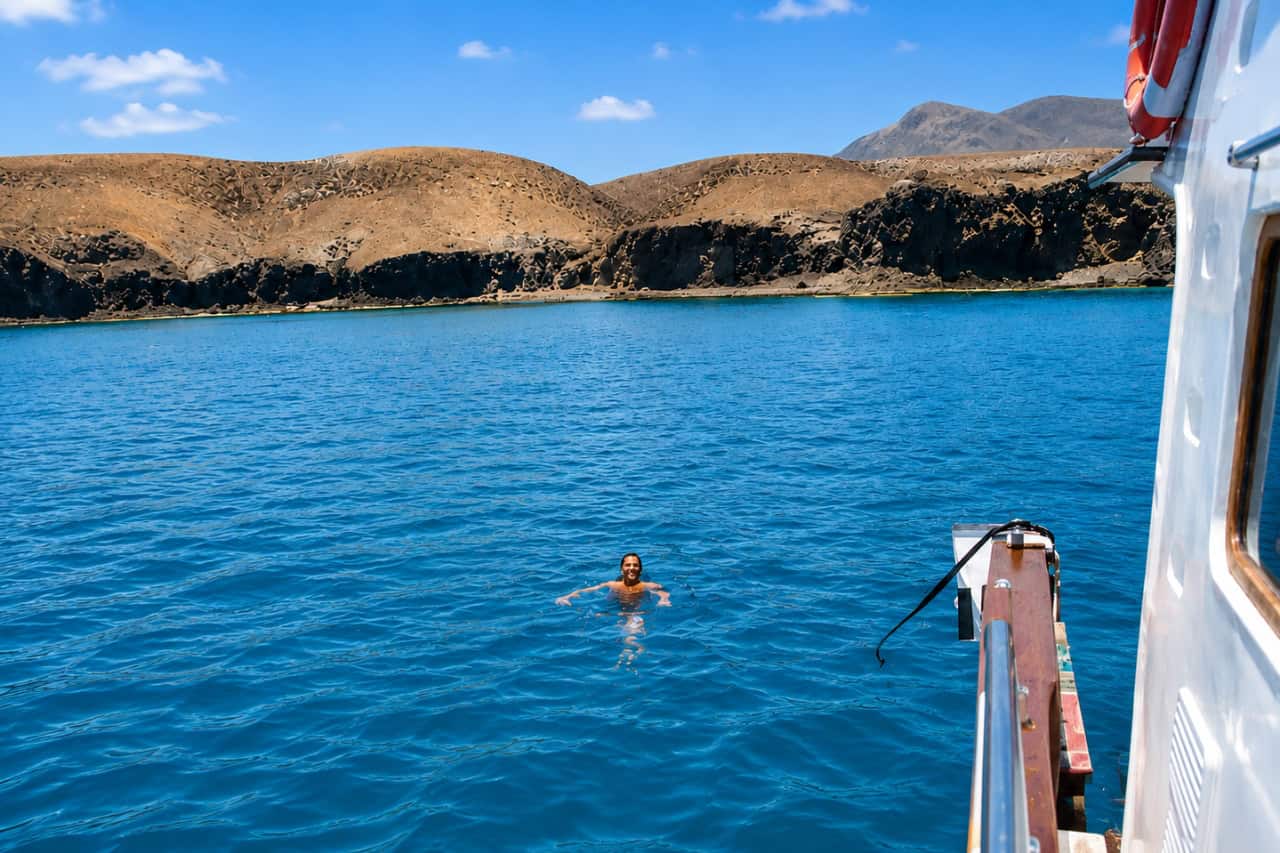 Chill Out Cruise Lanzarote boat experience with swimming in the clear Atlantic Ocean