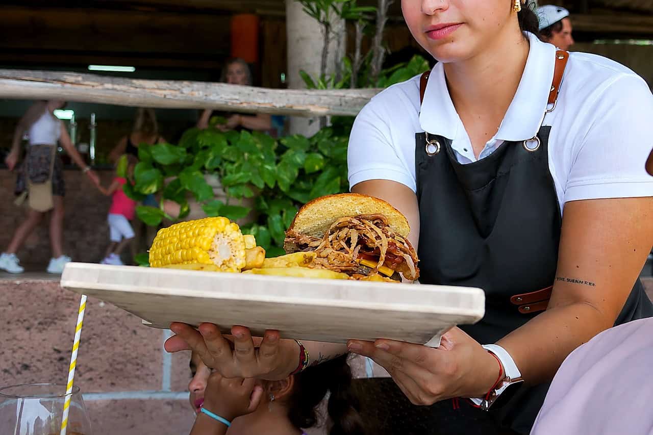 Burger, fries and corn served at Jungle Park Tenerife